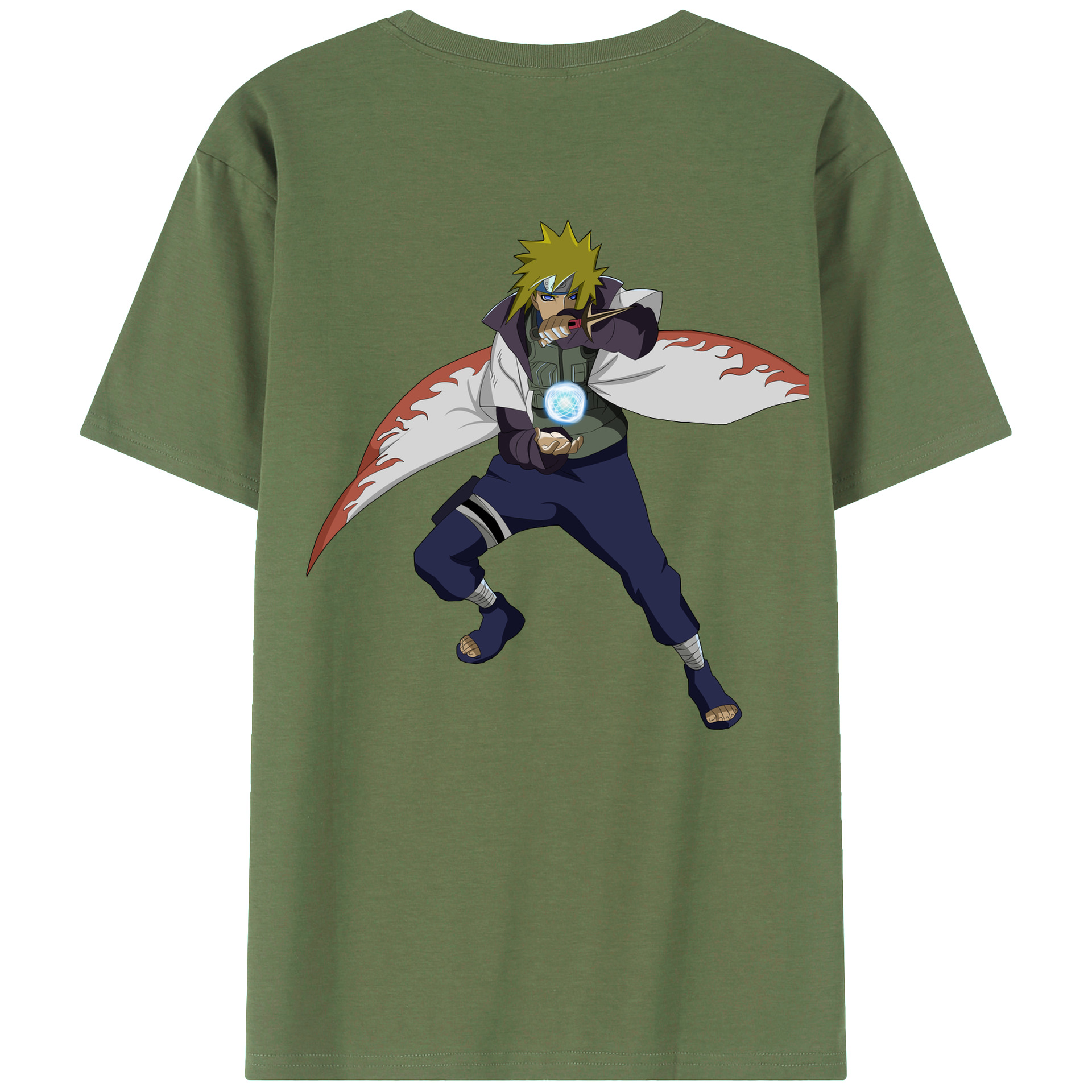 （画像用） NARUTO -ナルト- 波風 ミナト Namikaze Minato 綿100％ メンズ半袖Tシャツ（バックプリント） 通気性